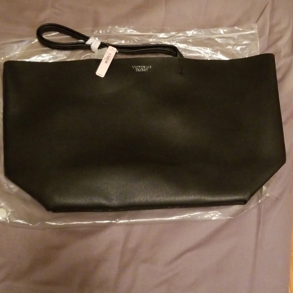 Black leather Victoria's Secret Bag